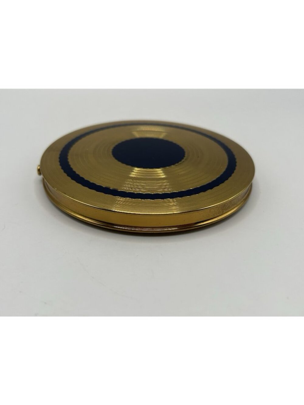 Vintage Powder Compact Rex Fifth Avenue Blue Enamel Gold 1940s Puff Flapjack - Picture 12 of 13